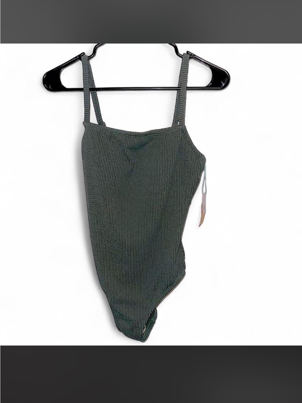 Kona Sol Olive Green Ribbed One-Piece Swimsuit